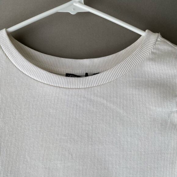 Zara sz L ruffle sleeve ribbed crop tank top NWT - Picture 2 of 9